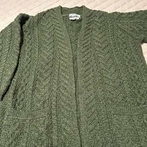 Aran Crafts Merino Wool open front Sweater from Ireland